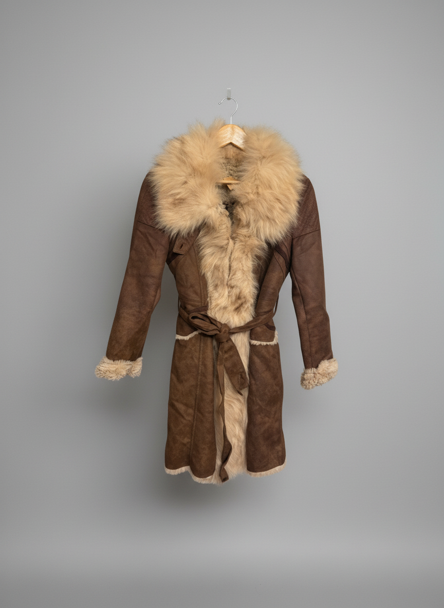 Veronica Long Shearling Coat with Belt