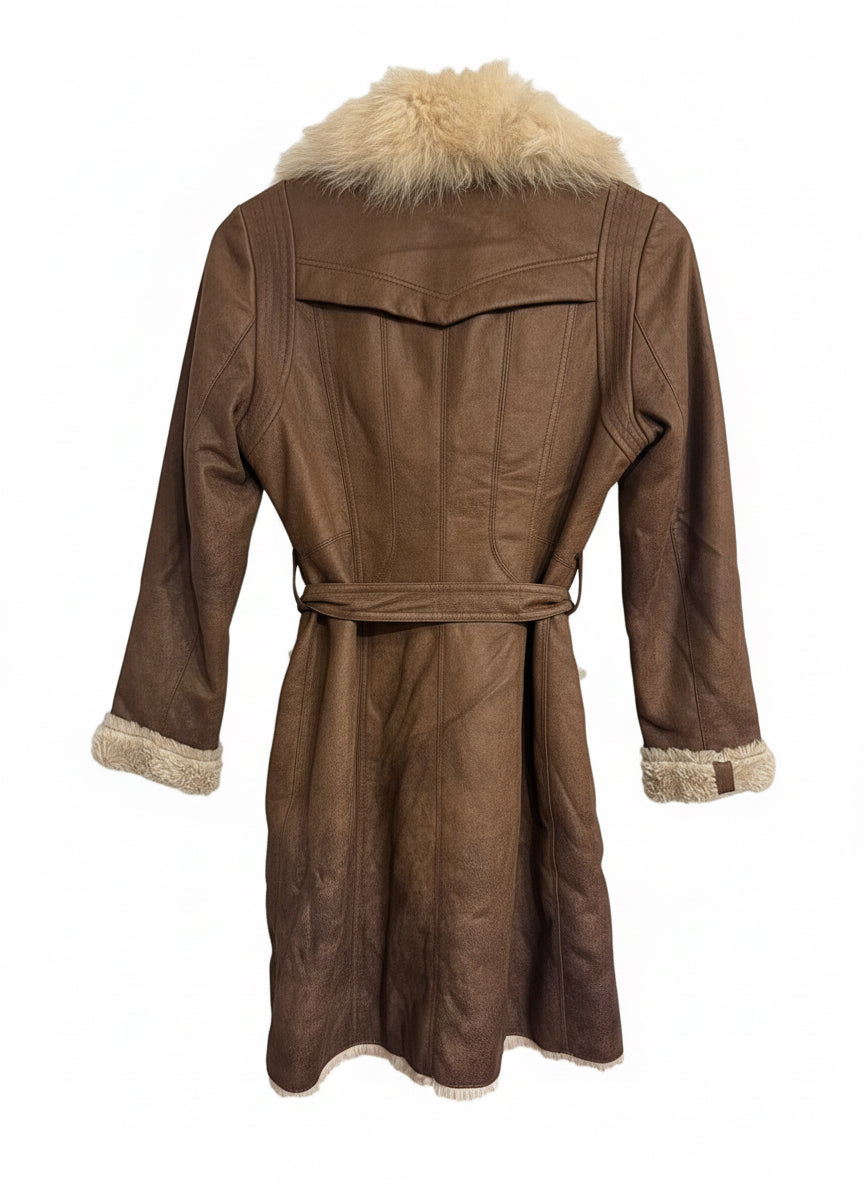 Veronica Long Shearling Coat with Belt
